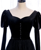 Simple black satin long prom dress black evening dress HZ1024