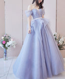 Purple tulle sequin long prom dress purple sequin evening dress HZ1024