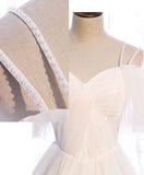 Simple white sweetheart long prom dress white formal dress HZ1024