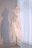 Beautiful High Low Spaghetti Straps Satin White Wedding Dresses HZ1024