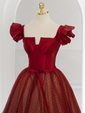 Princess Ball Gown Red Tulle Prom Dress HZ1024
