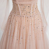 Princess A line Off The Shoulder Pink Tulle Prom Dress HZ1024