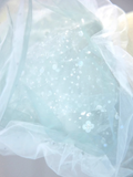 Ball Gown Short Sleeves Tulle Light Sky Blue Long Prom Dresses HZ1024