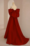 A-Line Sweetheart Neck Satin Red Long Prom Dress HZ1024