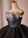Ball Gown Black Tulle Long Prom Gown Sweet 16 Dresses HZ1024