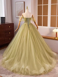 Vintage Ball Gown Short Sleeves Green Sweet 16 Dresses HZ1024