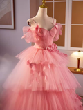 Vintage Ball Gown Short Sleeves Pink Flowers Sweet 16 Dresses HZ1024