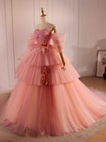 Vintage Ball Gown Sweetheart Pink Tulle Sweet 16 Dresses HZ1024