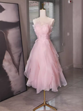 Sexy A Line Sleeveless Pink Floral Prom Dress HZ1024