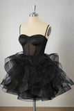 Cute Ball Gown Spaghetti Straps Tulle Short Homecoming Dress Birthday Dresses HZ1024