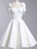 Vintage A Line Straps White Cocktail Dresses Short Homecoming Dress HZ1024