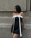 Vintage A Line Strapless Black Cocktail Dresses Short Homecoming Dress HZ1024