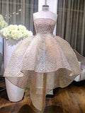 Strapless Hi Low Homecoming Dresses with Pearls HZ1024