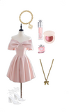 Unique A Line Off The Shoulder Pink Short 8th Grade Homecoming Dresses Hoco Dress HZ1024