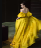 Simple Ball Gown Strapless Yellow Satin Long Prom Dresses HZ1024