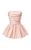 Unique A line Strapless Pink Satin Homecoming Dresses With Ruffles HZ1024