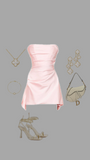 Modest Sheath Strapless Pink Satin Homecoming Dress 21st Birthday Outfit HZ1024