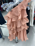 Vintage A line One Shoulder Pink Chiffon Homecoming Dress 18th Birthday Outfits HZ1024