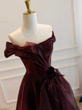 Vintage A-Line Burgundy Organza Burgundy Long Prom Dress HZ1024
