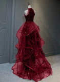 Elegant Sequins with Tulle Long Party Dress Prom Dresses HZ1024