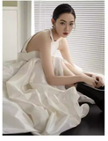 Vintage Ball Gown Scoop Neckline White Satin Wedding Dresses HZ1024