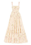 Cute A Line Straps Floral Champagne Long Prom Dress HZ1024