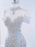 Fairytale Mermaid Off The Shoulder Long Sequin Beads Wedding Dresses HZ1024