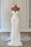 Fairytale Mermaid Sweetheart Sequin Long Wedding Dress With Veil HZ1024