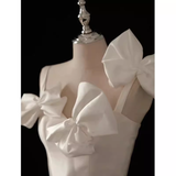 50s Vintage White Cocktail Dress Homecoming Dress With Bow Party Dress HZ1024
