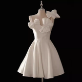 50s Vintage White Cocktail Dress Homecoming Dress With Bow Party Dress HZ1024