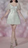 Pretty A line Short Sleeves White Homecoming Dress Short Cocktail Dress HZ1024