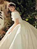 Chic Ball Gown Short Sleeves Lace Wedding Dress HZ1024
