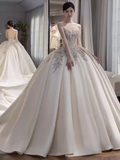 Vintage Ball Gown Strapless Neckline Lace Wedding Dress HZ1024
