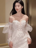 Vintage Mermaid Strapless Neckline Lace Wedding Dress HZ1024