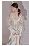 Sexy Mermaid Straps White Long Wedding Dresses HZ1024