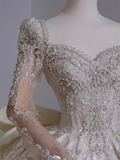 Vintage Ball Gown Square Neckline White Satin Wedding Dress HZ1024