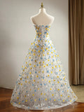 Modest A Line Sweetheart Flowers Sequin Prom Dress Long Evening Dresses HZ1024