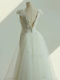 Unique Mermaid Square Neckline Lace White Wedding Dresses With Lace HZ1024