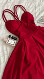 Simple A line Spagehtti Straps Red Knee Length Chiffon Homecoming Dresses Party Dress HZ1024
