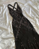 Sexy Bodycon Mermaid Straps Long Beads Backless Black Prom Dress Party Dresses HZ1024