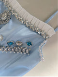 Cute A line Spaghetti Straps Blue Short Homecoming Dresses Party Cocktail Dress HZ1024