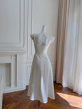 Simple A line Straps White Tea Lenghth Prom Dresses Simple Party Dress HZ1024