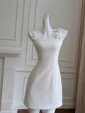 Cute Sheath Spaghetti Straps Short White Homecoming Dresses Cocktail Dress HZ1024