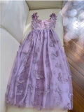 Elegant A Line Straps Sleeveless Lilac Lace Prom Dress Evening Dresses HZ1024
