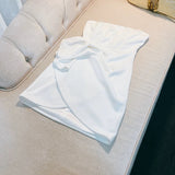 Simple A line Strapless White Short Satin Homecoming Dress Birthday Dresses HZ1024