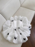 Cute A line Spaghetti Straps White Short Homecoming Dress Birthday Dresses With Butterfly HZ1024
