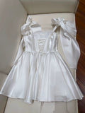 Simple Ball Gown Straps White Homecoming Dresses 18th Birthday Outfits Party Dress HZ1024
