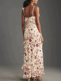 Sexy Sheath Spaghetti Straps Sleeveless Floral Prom Dresses HZ1024