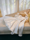 Cute A line Spaghetti Straps Bowknot White Short Homecoming Dress Birthday Dresses HZ1024