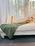 Sexy Sheath Spaghetti Straps Sleeveless Green Silk Satin Long Prom Dresses HZ1024